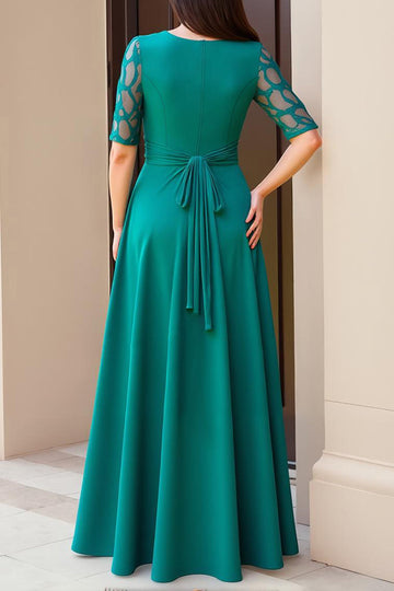 Pin Une Ligne En Mousseline Bateau Col Demi-Manches Robe D’invitée De Mariage